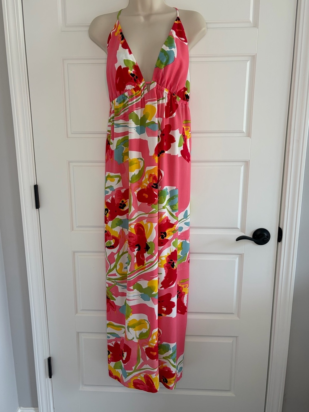 Josie by Natori Floral Maxi Dress Triangle Top Spaghetti Straps Sz XL NWT Beachy